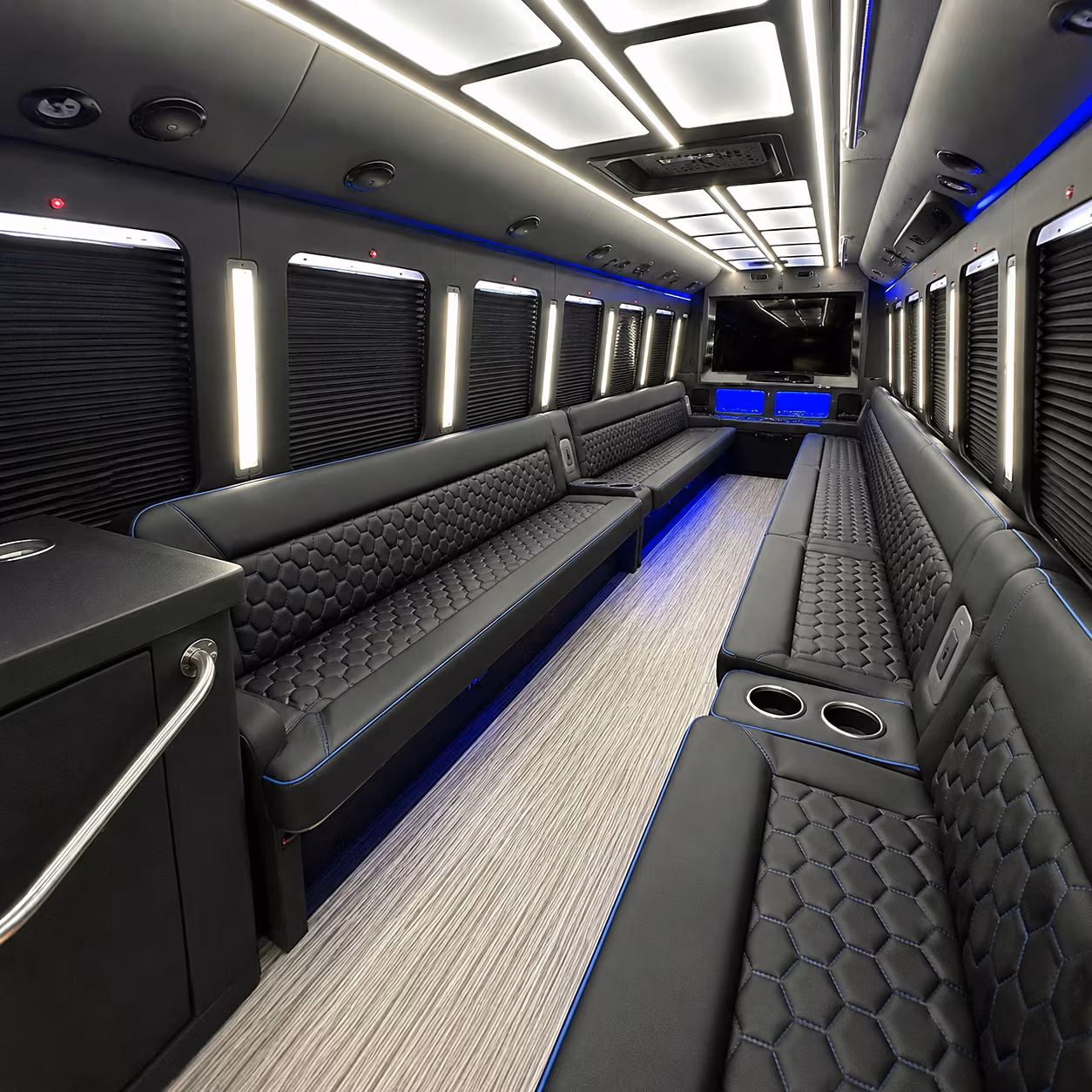 Elk Grove Bachelor & Bachelorette Transportation party bus interior