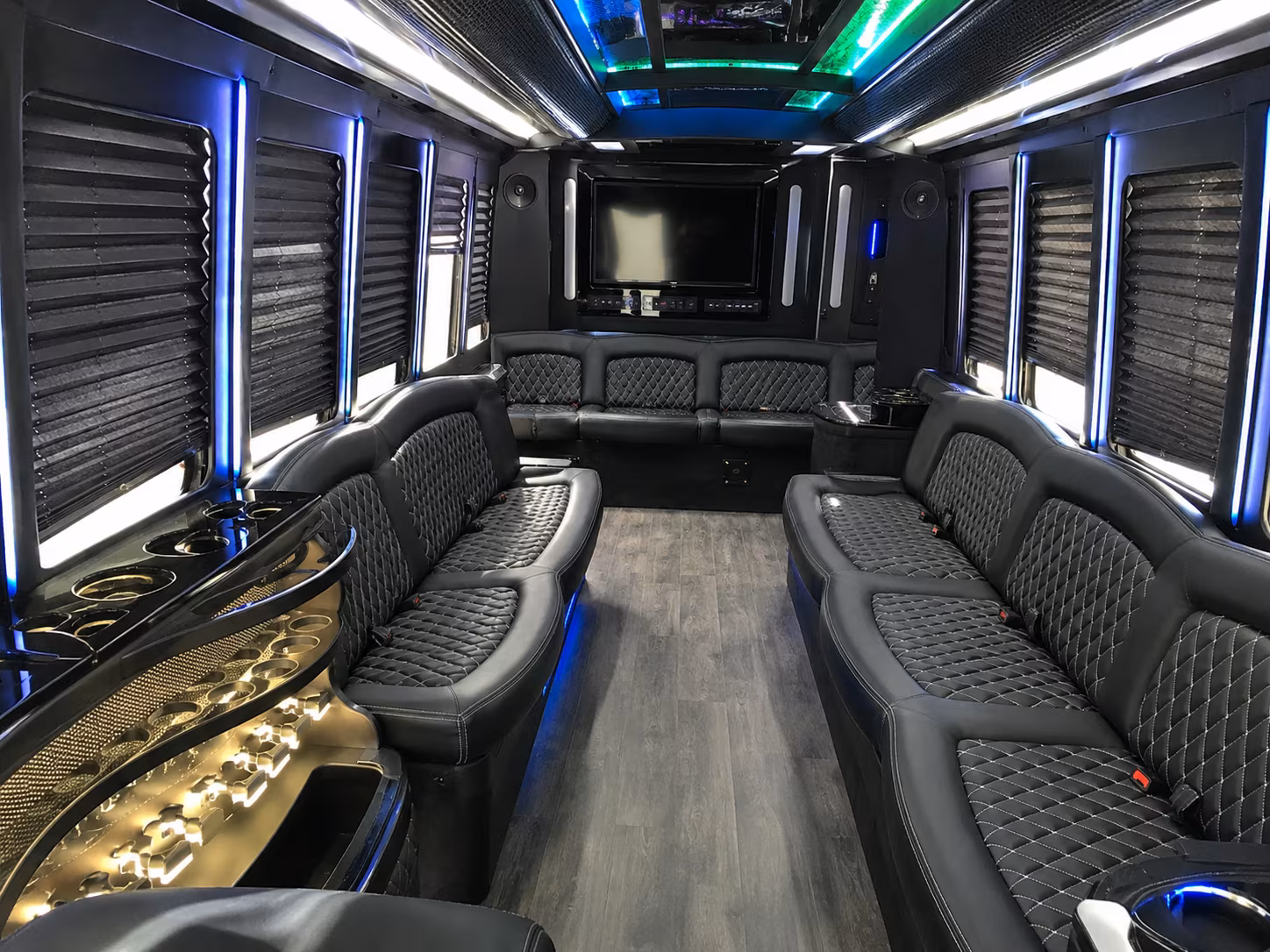 Elk Grove Birthday, Sweet 16, & Quinceañera Transportation party bus exterior