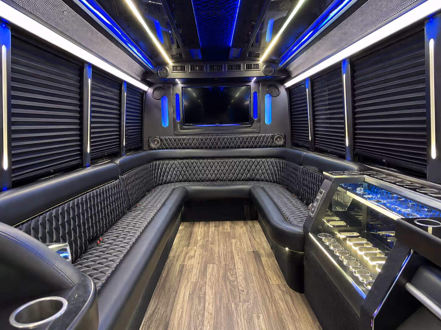 Elk Grove Birthday, Sweet 16, & Quinceañera Transportation party bus interior
