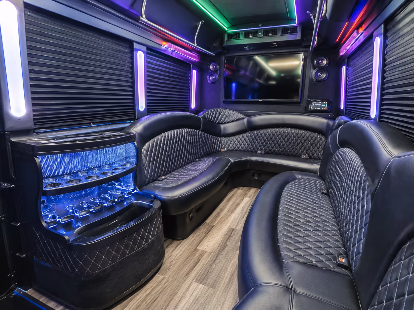 Elk Grove Birthday, Sweet 16, & Quinceañera Transportation party bus exterior