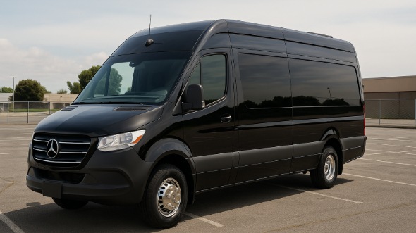 Exterior of Charter Bus Company Sacramento's 14 Passenger Sprinter Limousine in Sacramento