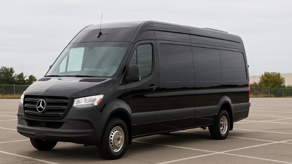 Exterior of Charter Bus Company Stockton's 14 Passenger Sprinter Limousine in Stockton