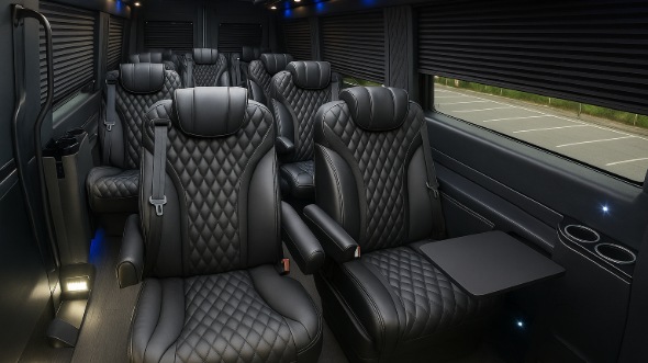 Interior of Charter Bus Company Elk Grove's 18 Passenger Minibus in Elk Grove