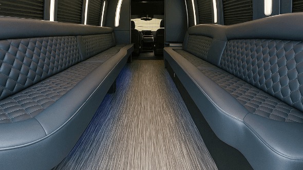 Interior of Charter Bus Company Davis's 20 Passenger Party Bus in Davis