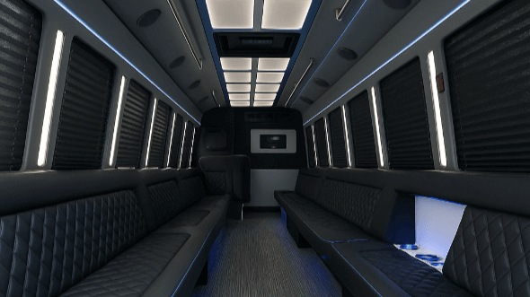 Interior of Charter Bus Company Roseville's 20 Passenger Party Bus in Roseville