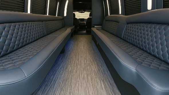 Interior of Charter Bus Company Rocklin's 25 Passenger Party Bus in Rocklin