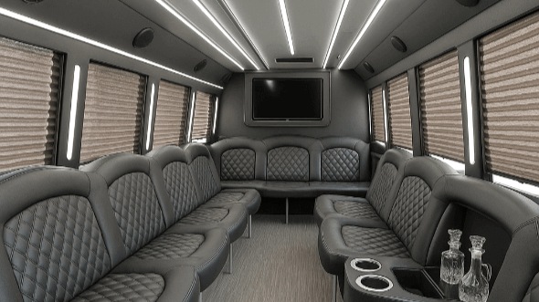 Interior of Charter Bus Company Roseville's 25 Passenger Party Bus in Roseville