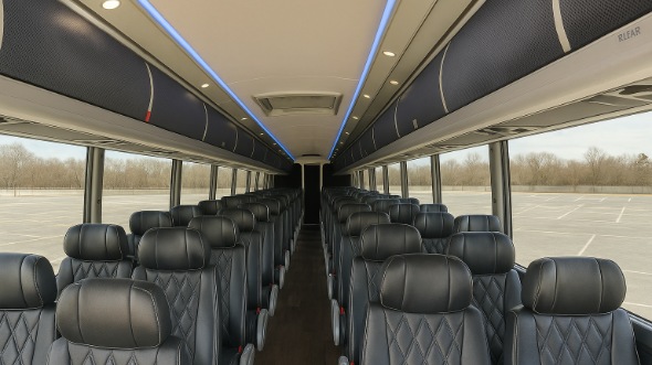 Interior of Charter Bus Company Elk Grove's 40 Passenger Charter Bus in Elk Grove