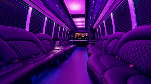 Interior of Charter Bus Company Folsom's 40 Passenger Party Bus in Folsom