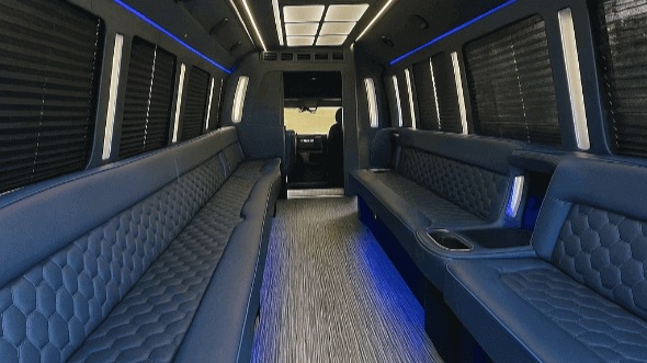 Interior of Charter Bus Company Rocklin's 40 Passenger Party Bus in Rocklin