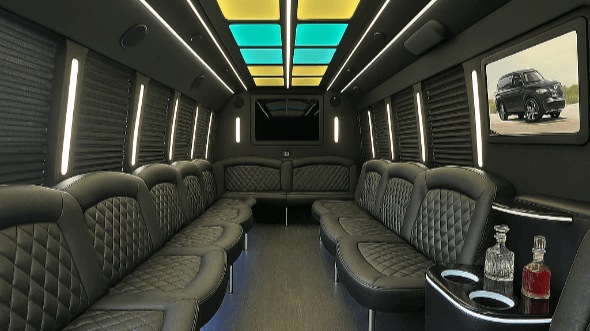 Interior of Charter Bus Company Roseville's 40 Passenger Party Bus in Roseville