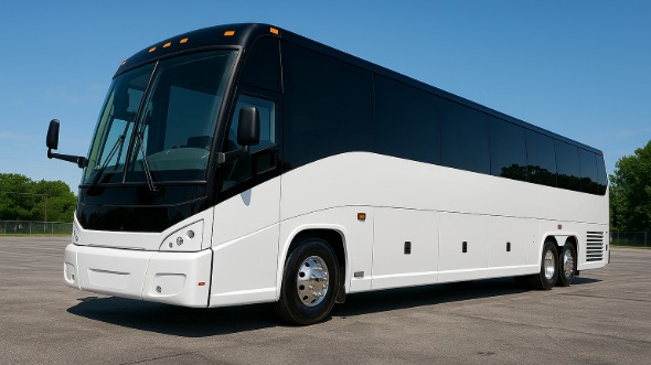 Exterior of Charter Bus Company Elk Grove's 46 Passenger Charter Bus in Elk Grove