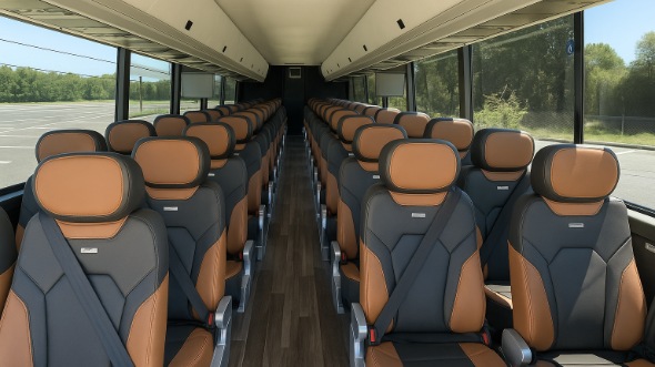 Interior of Charter Bus Company Elk Grove's 46 Passenger Charter Bus in Elk Grove