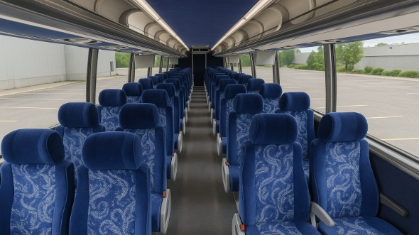 Interior of Charter Bus Company Elk Grove's 48 Passenger Charter Bus in Elk Grove