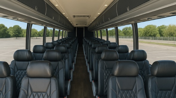 Interior of Charter Bus Company Elk Grove's 51 Passenger Charter Bus in Elk Grove