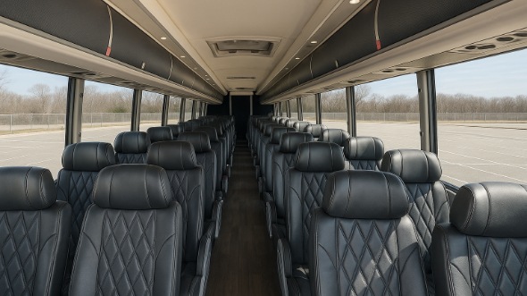 Interior of Charter Bus Company Elk Grove's 54 Passenger Charter Bus in Elk Grove