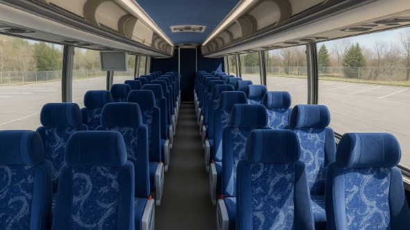 Interior of Charter Bus Company Elk Grove's 56 Passenger Charter Bus in Elk Grove