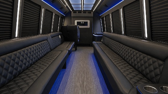 elk grove 20 passenger party bus inside
