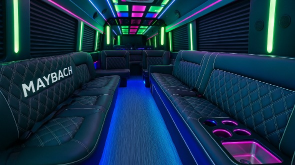 elk grove 28 passenger party bus inside